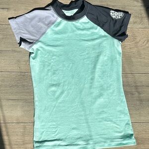 Women’s Rip Curl Rash Guard Swim Top- Mint with Gray & Black Accents